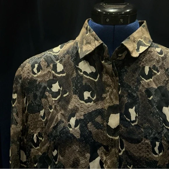 Just Cavalli Silk Sheer Reptile Print Blouse (M) - Picture 3 of 7